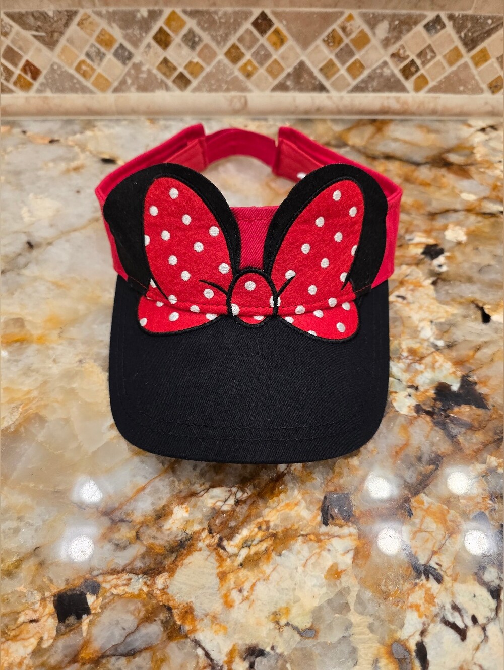Disney Parks Authentic Minnie Mouse Visor Red Black OSFA